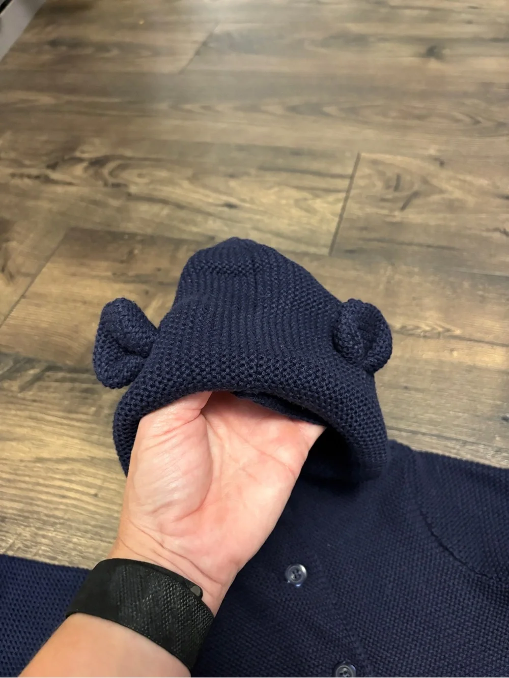 🌴 Baby Gap Baby Boy 6–12M Navy Hooded Bear Ear Cardigan